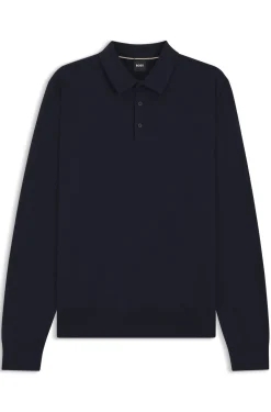 Cotton sweater with polo collar