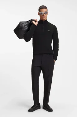 Cotton sweater with quarter zip