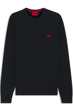 Cotton sweater with red logo label