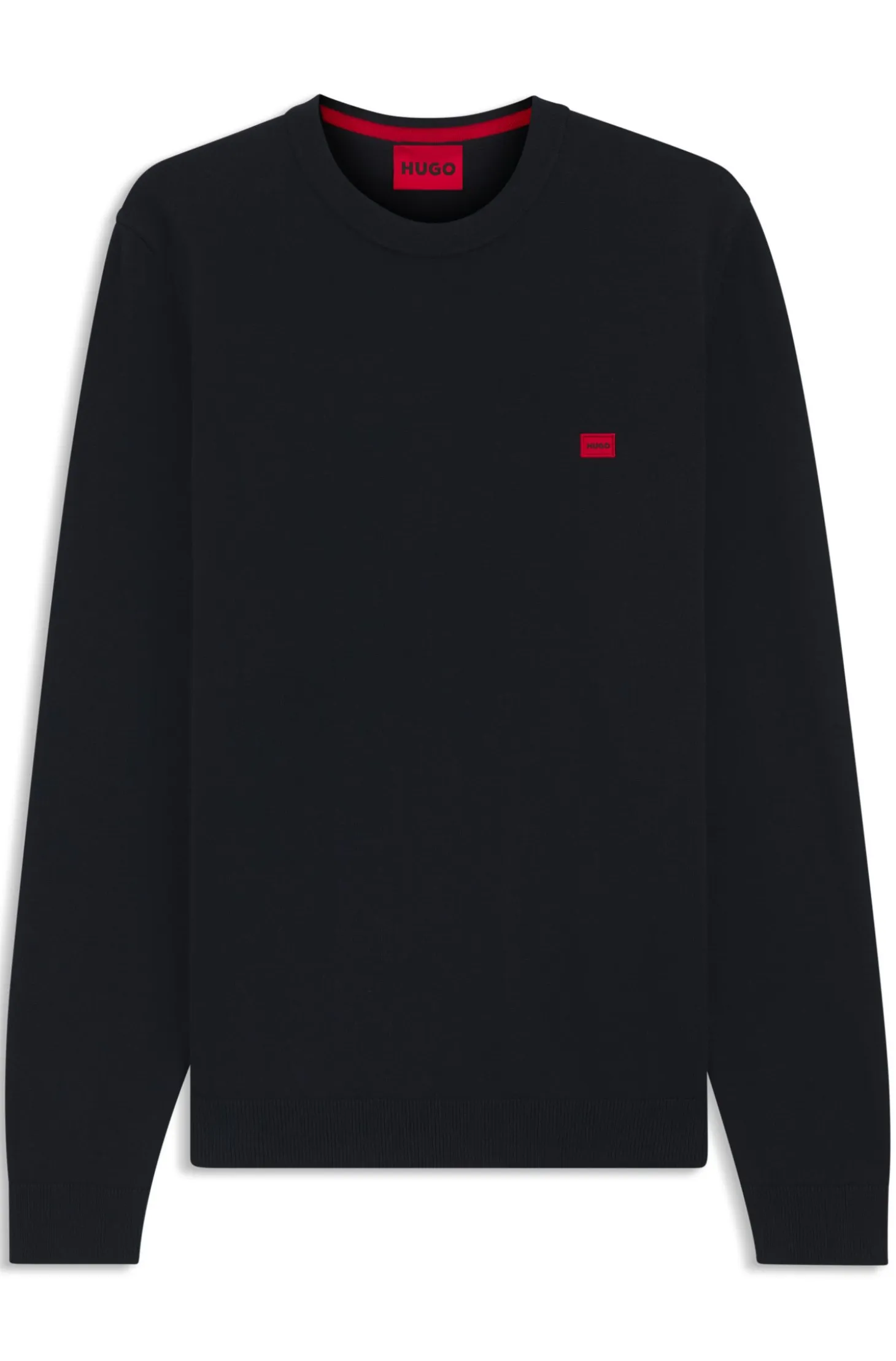 Cotton sweater with red logo label