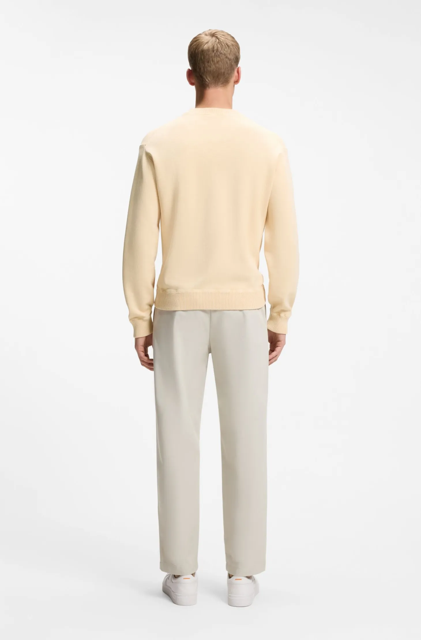 Cotton sweater with ribbed side seams