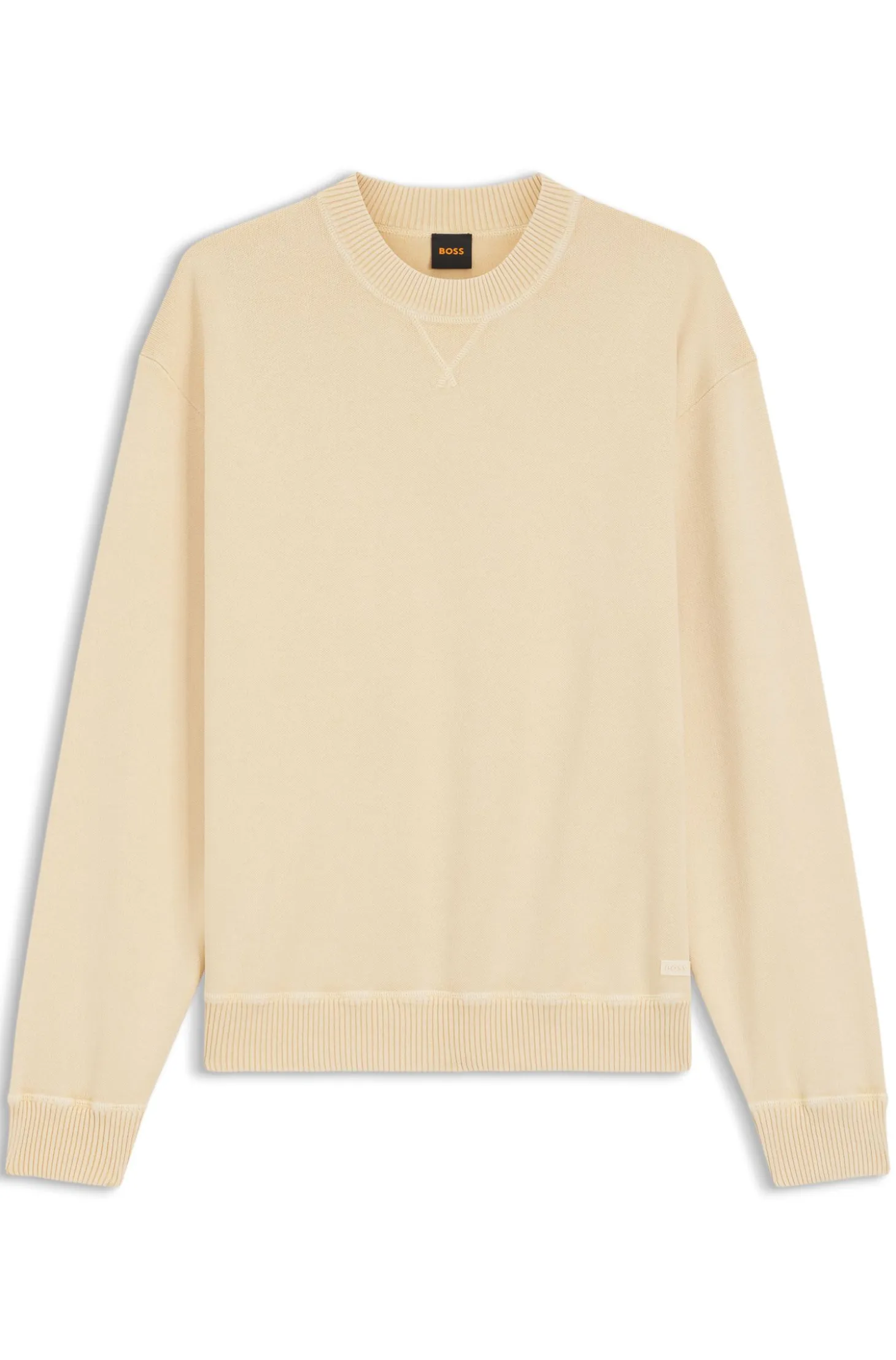 Cotton sweater with ribbed side seams