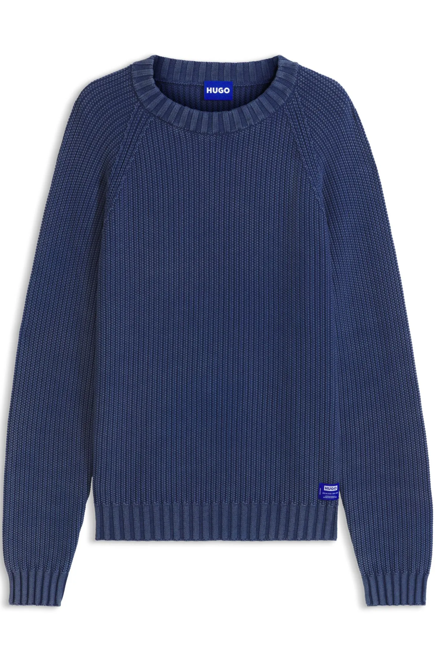 Cotton sweater with ribbed structure