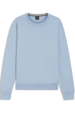 Cotton sweater with tonal logo embroidery