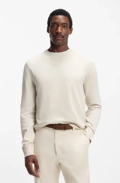 Cotton sweater with tonal logo embroidery