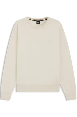 Cotton sweater with tonal logo embroidery
