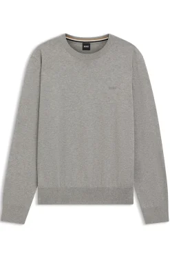 Cotton sweater with tonal logo embroidery