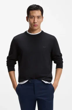 Cotton sweater with tonal logo embroidery