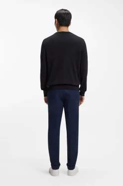 Cotton sweater with tonal logo embroidery