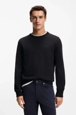 Cotton sweater with tonal logo embroidery