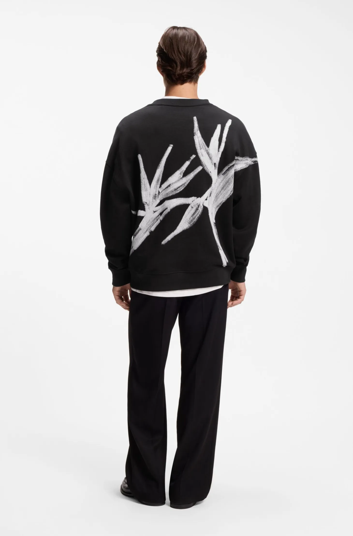 Cotton sweatshirt with logo embroidery and graphic print