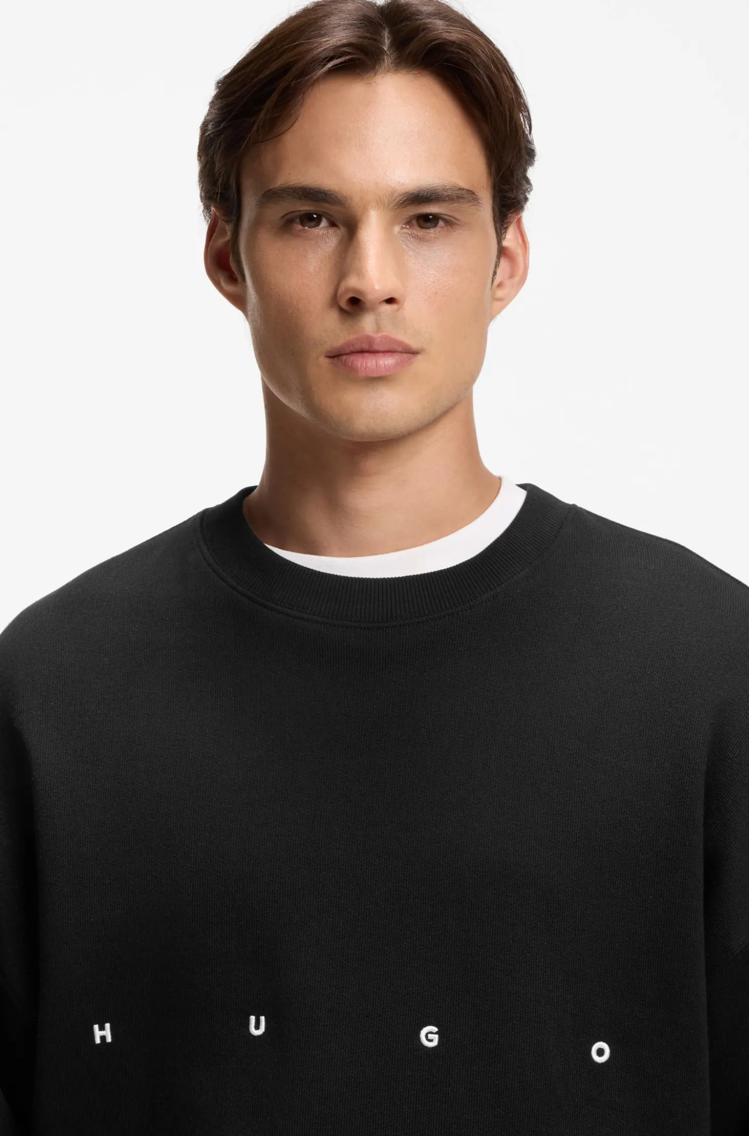 Cotton sweatshirt with logo embroidery and graphic print