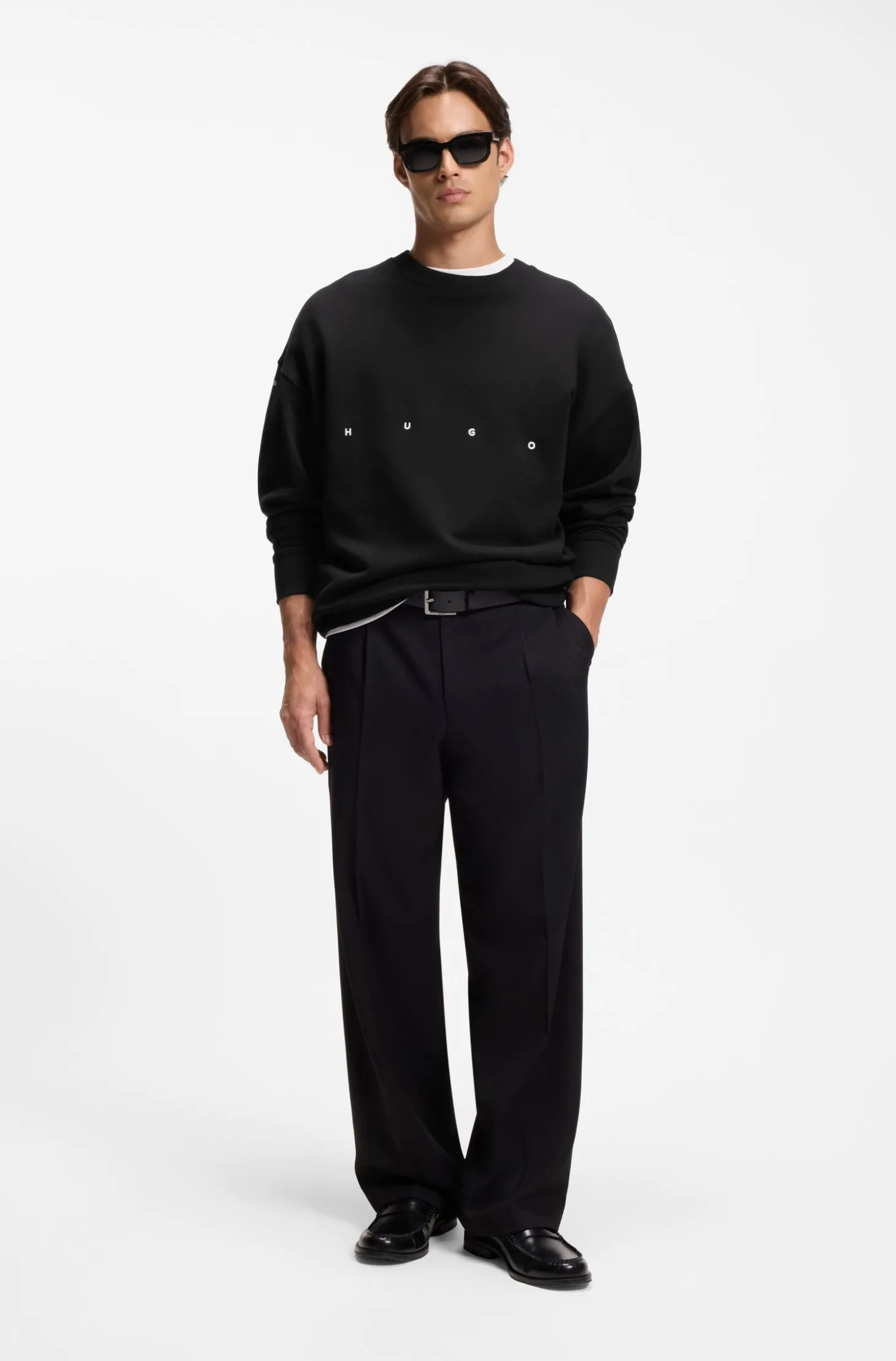 Cotton sweatshirt with logo embroidery and graphic print