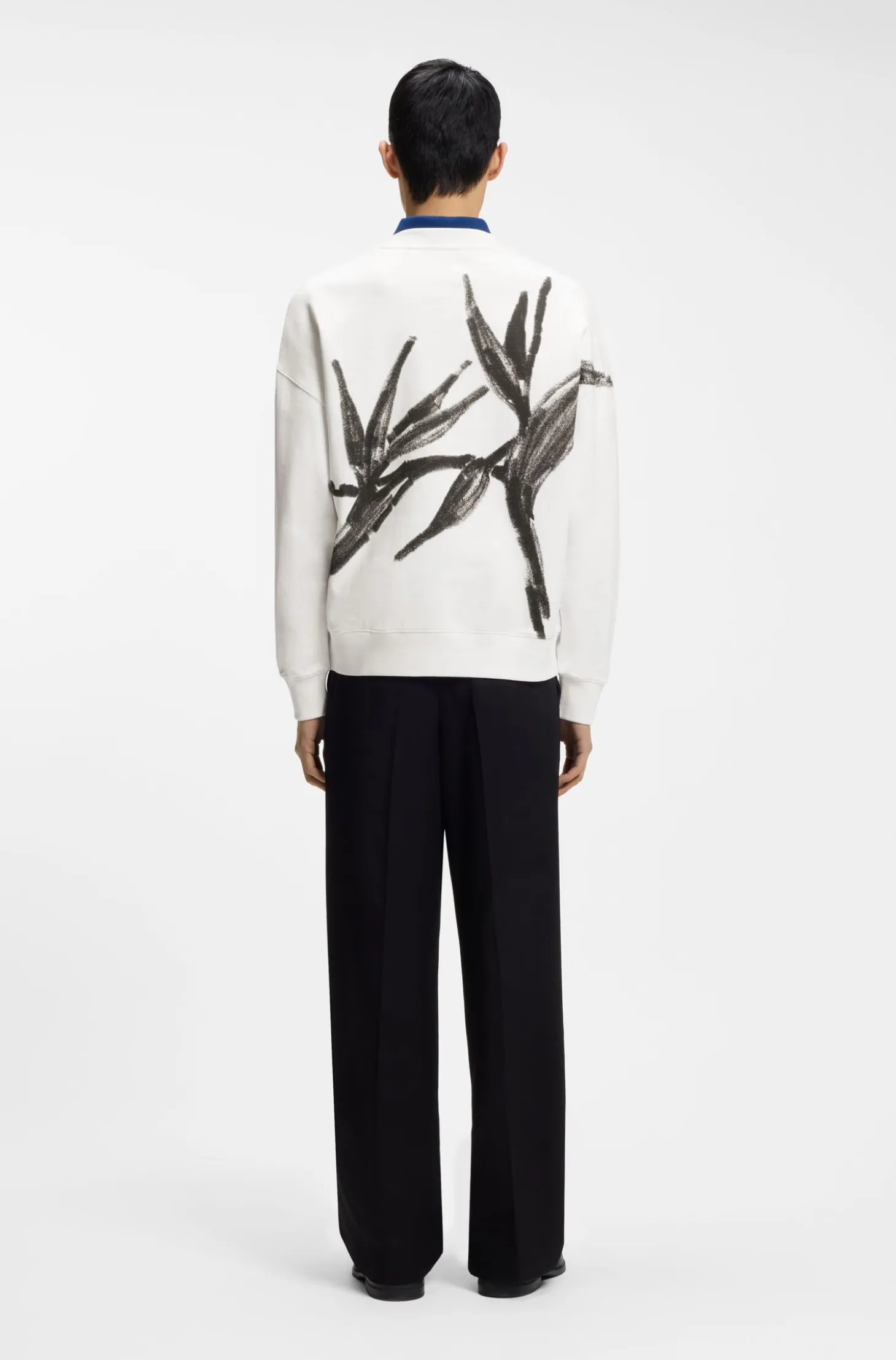 Cotton sweatshirt with logo embroidery and graphic print