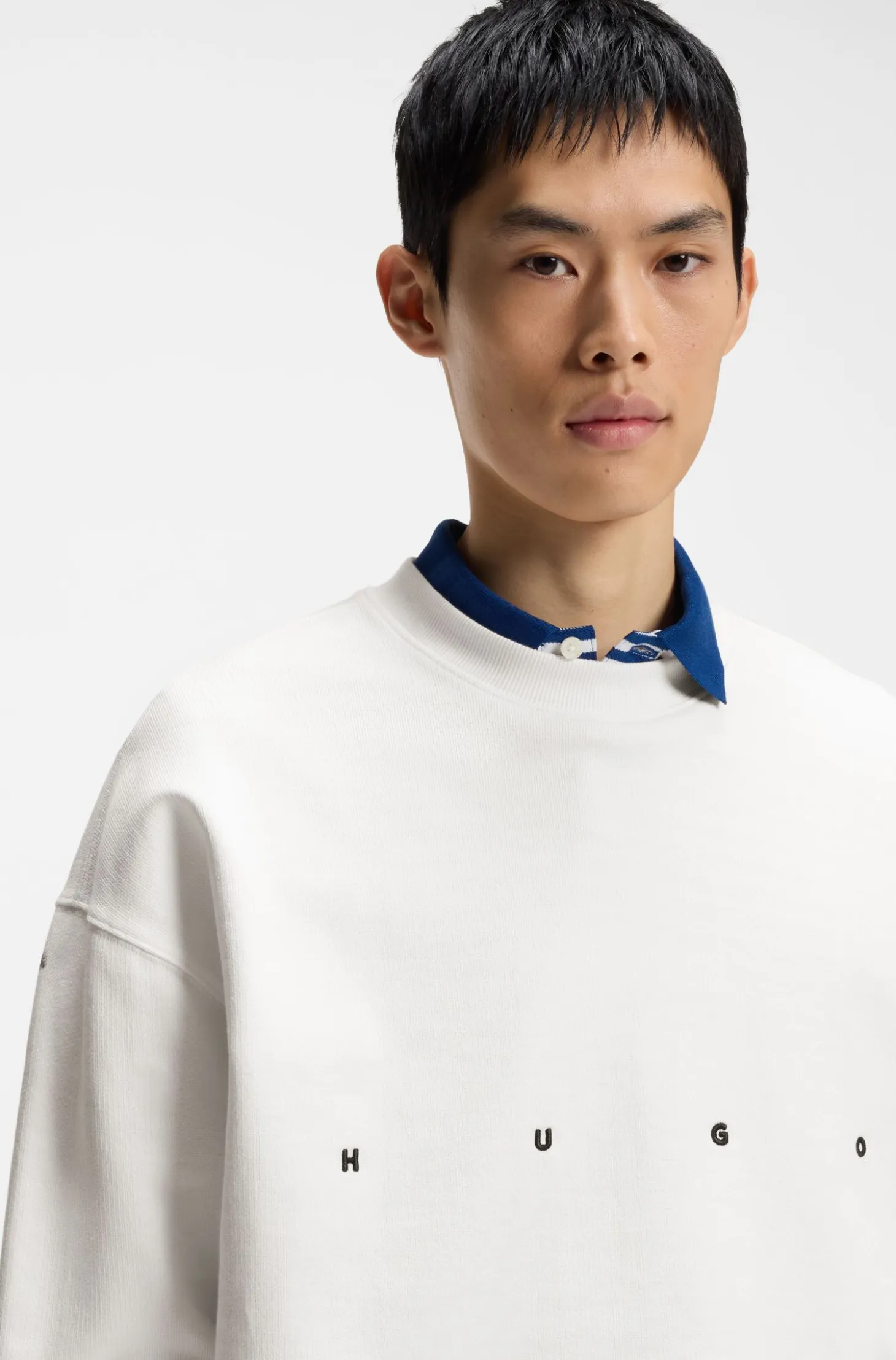 Cotton sweatshirt with logo embroidery and graphic print