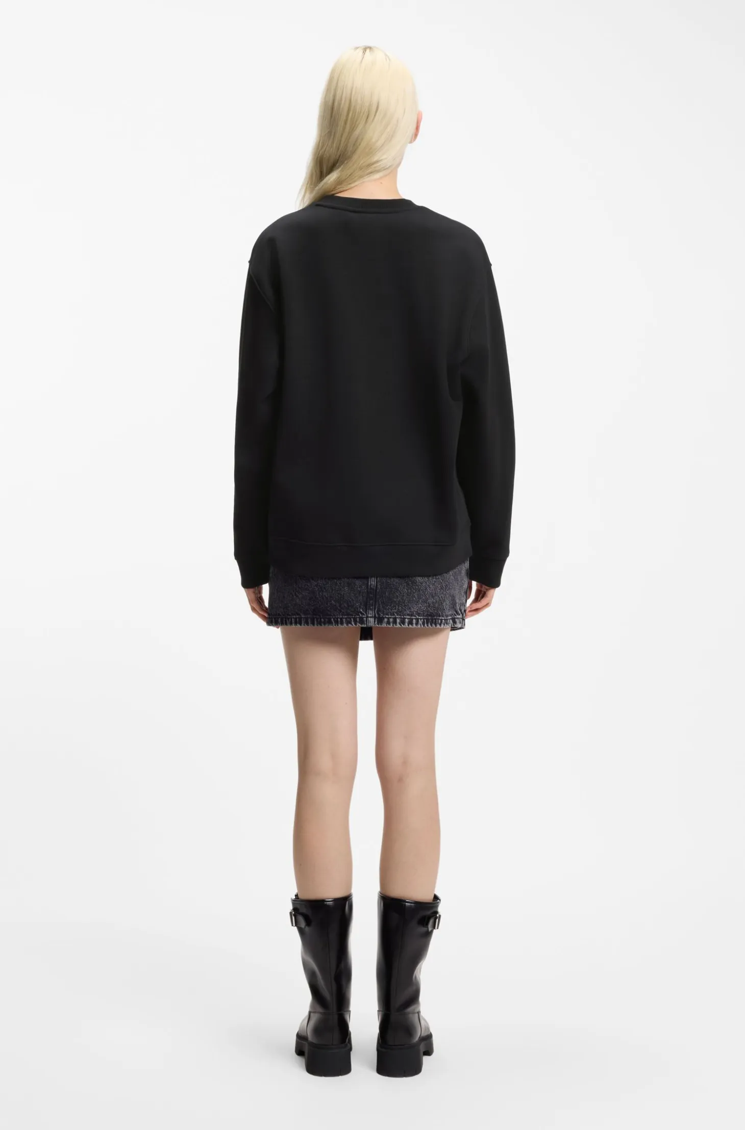Cotton sweatshirt with rhinestone Happy HUGO logo