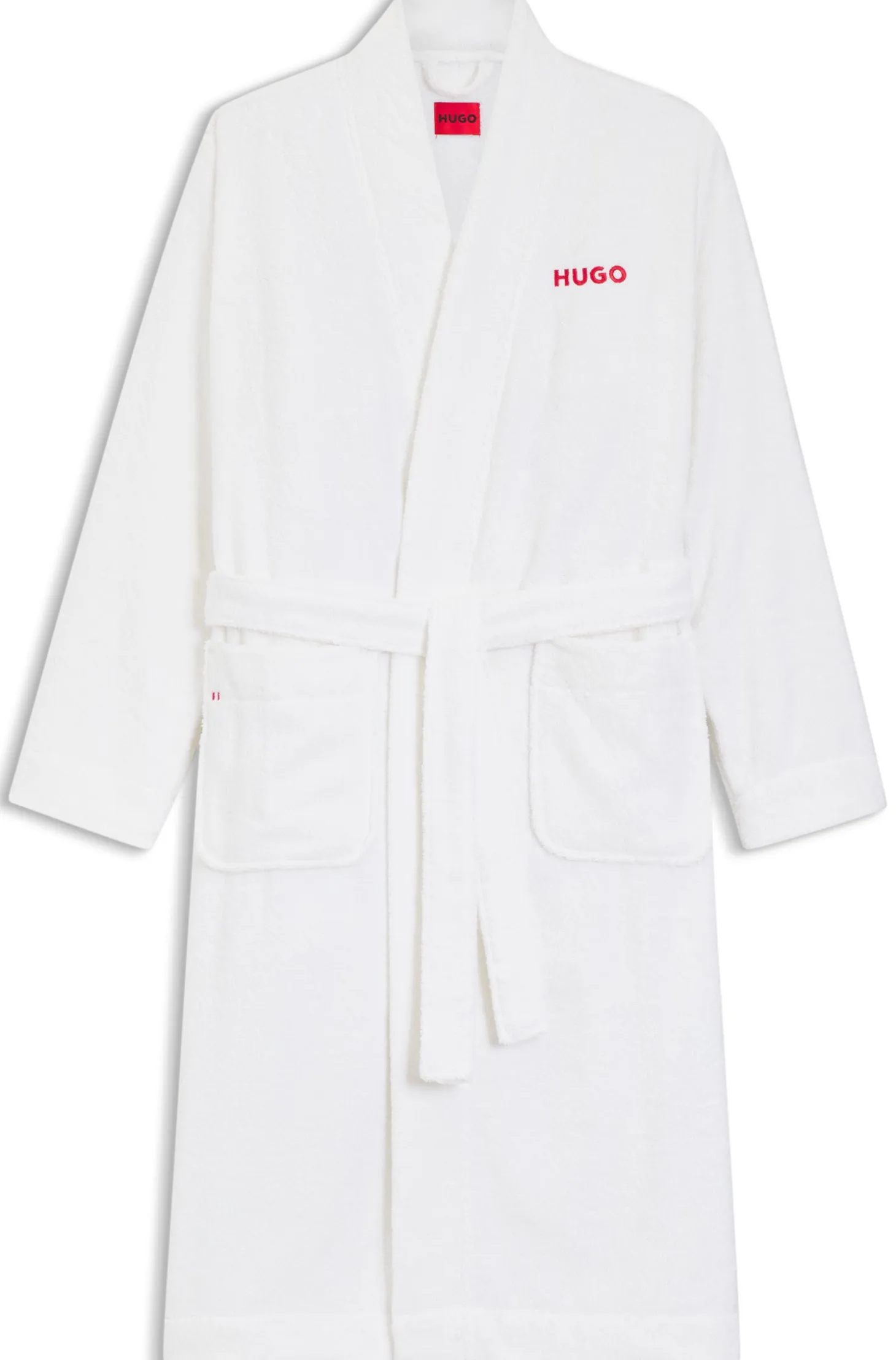 Cotton-terry dressing gown with embroidered red logo
