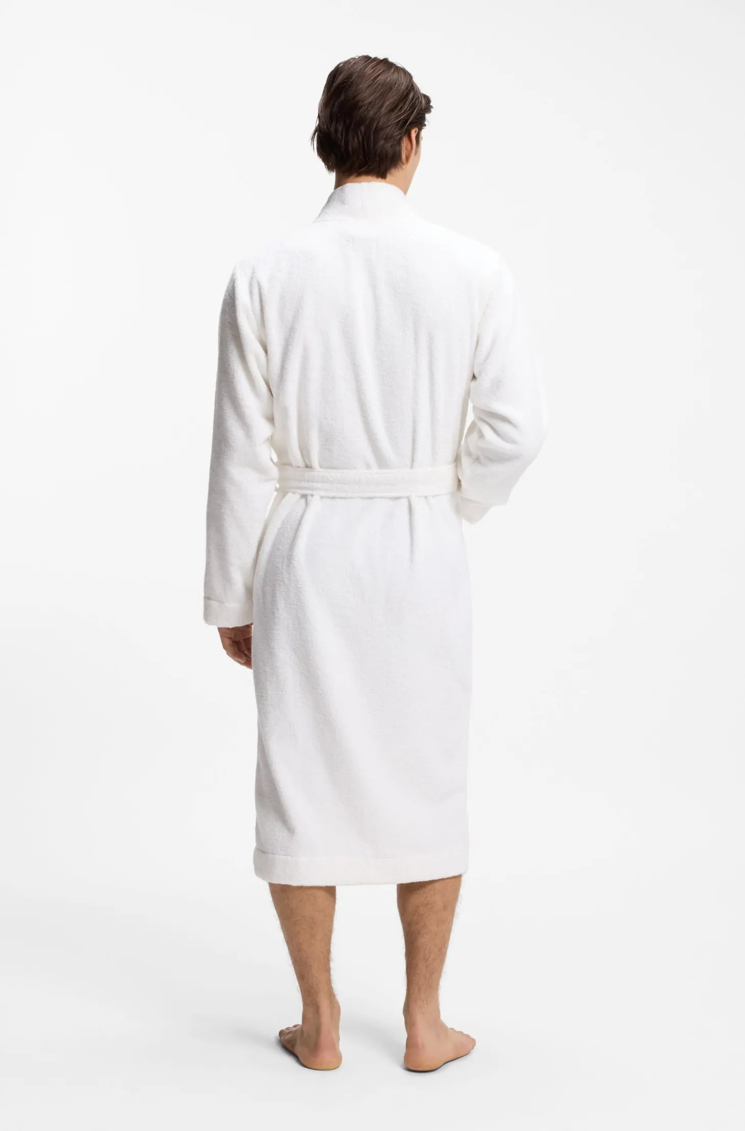 Cotton-terry dressing gown with embroidered red logo