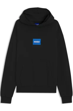 Cotton-terry hoodie with blue logo