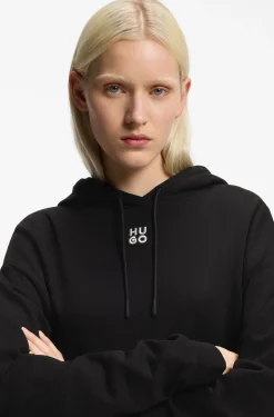 Cotton-terry hoodie with embroidered stacked logo