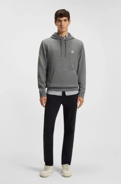 Cotton-terry hoodie with logo patch