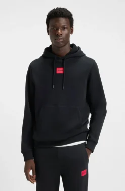 Cotton-terry hoodie with logo label