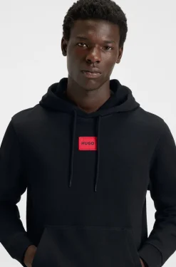 Cotton-terry hoodie with logo label