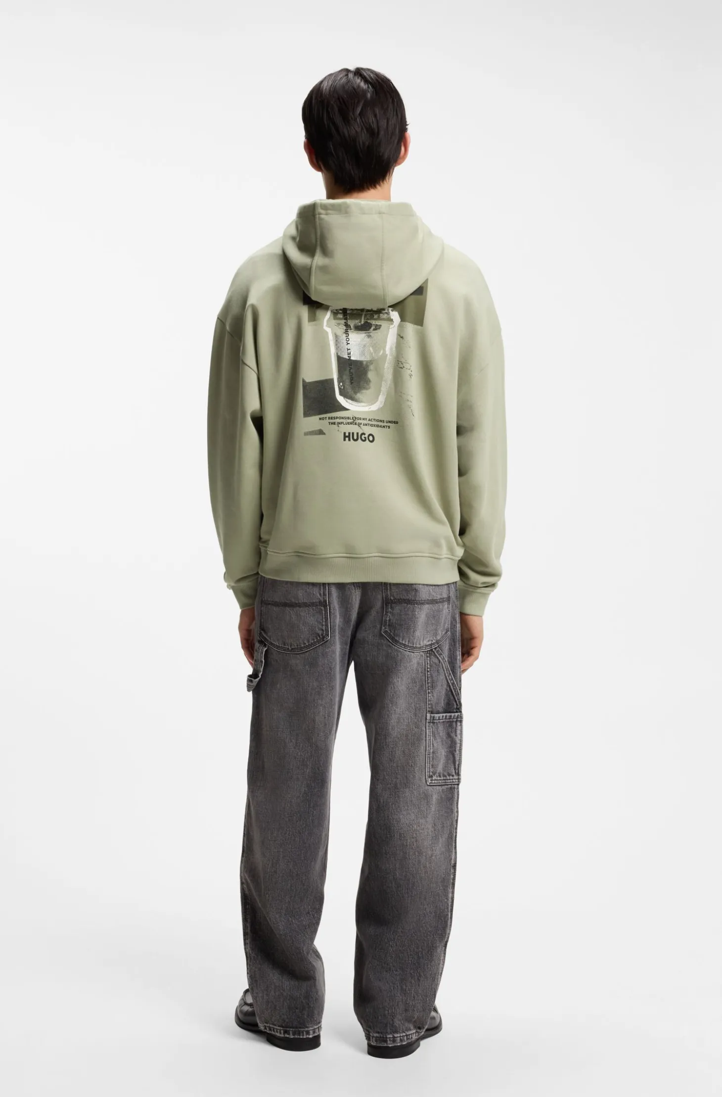 Cotton-terry hoodie with logo graphic