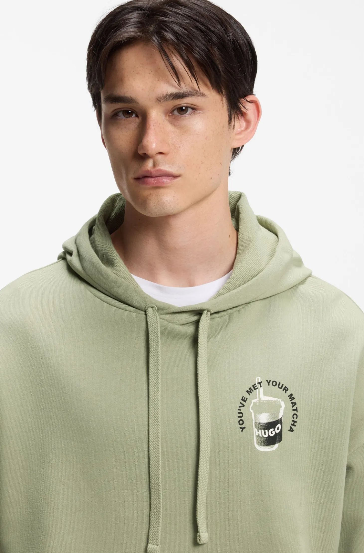 Cotton-terry hoodie with logo graphic
