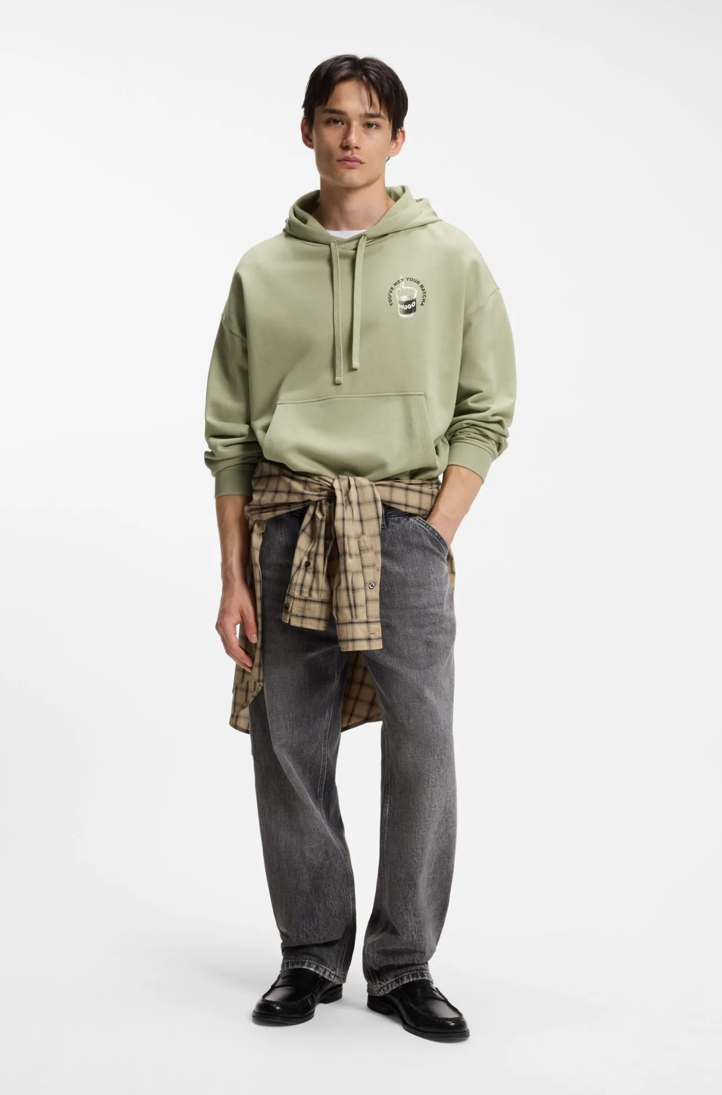 Cotton-terry hoodie with logo graphic