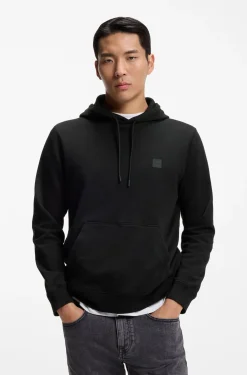 Cotton-terry hoodie with logo patch