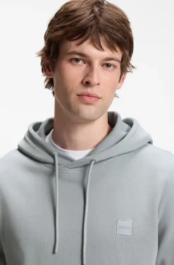 Cotton-terry hoodie with logo patch