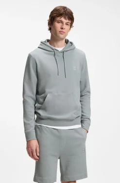 Cotton-terry hoodie with logo patch