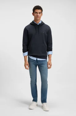 Cotton-terry hoodie with logo patch