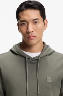 Cotton-terry hoodie with logo patch