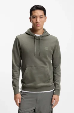 Cotton-terry hoodie with logo patch