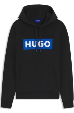 Cotton-terry hoodie with rectangle logo print