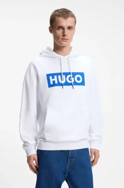 Cotton-terry hoodie with rectangle logo print