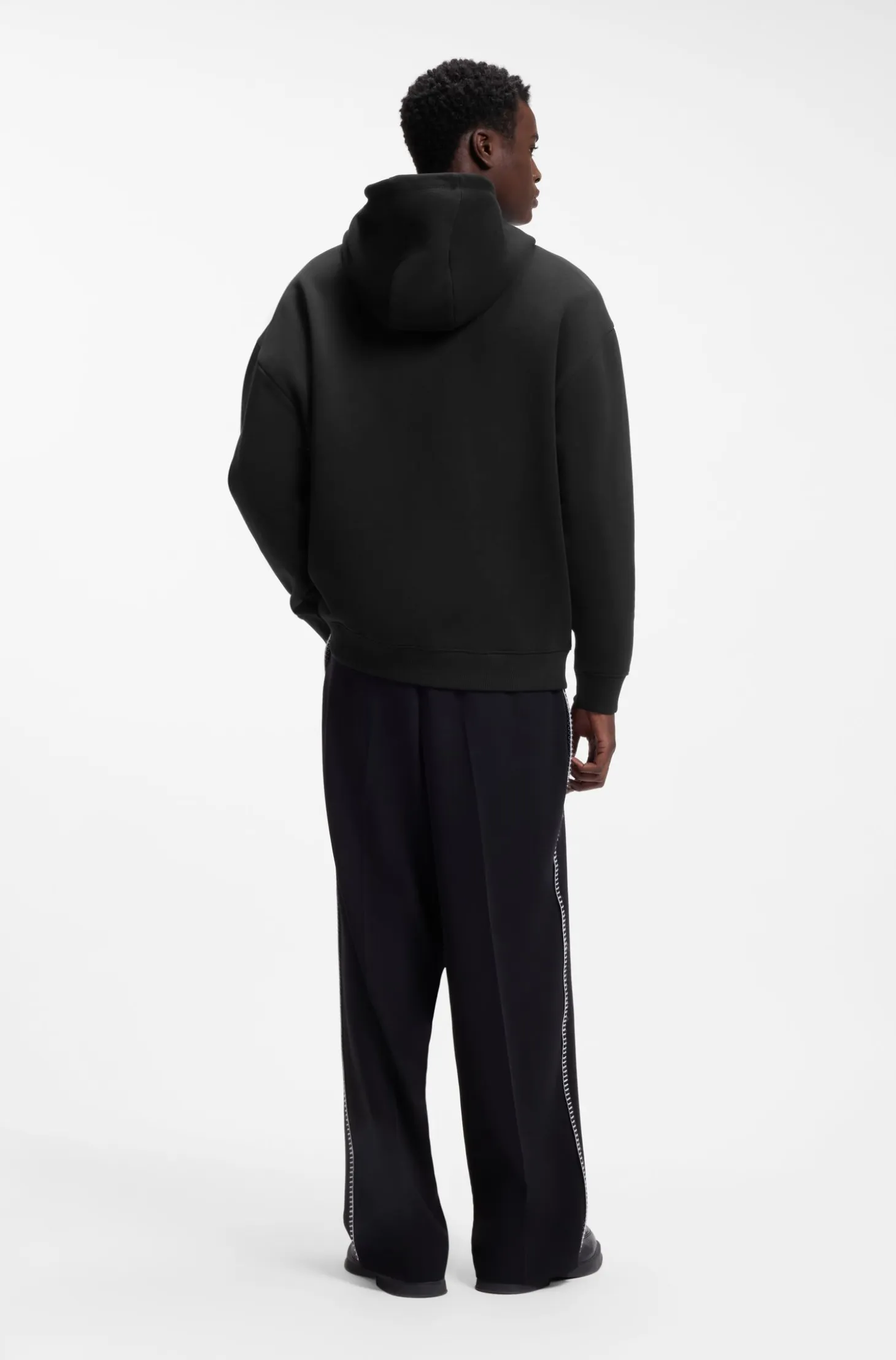 Cotton-terry hoodie with rose artwork