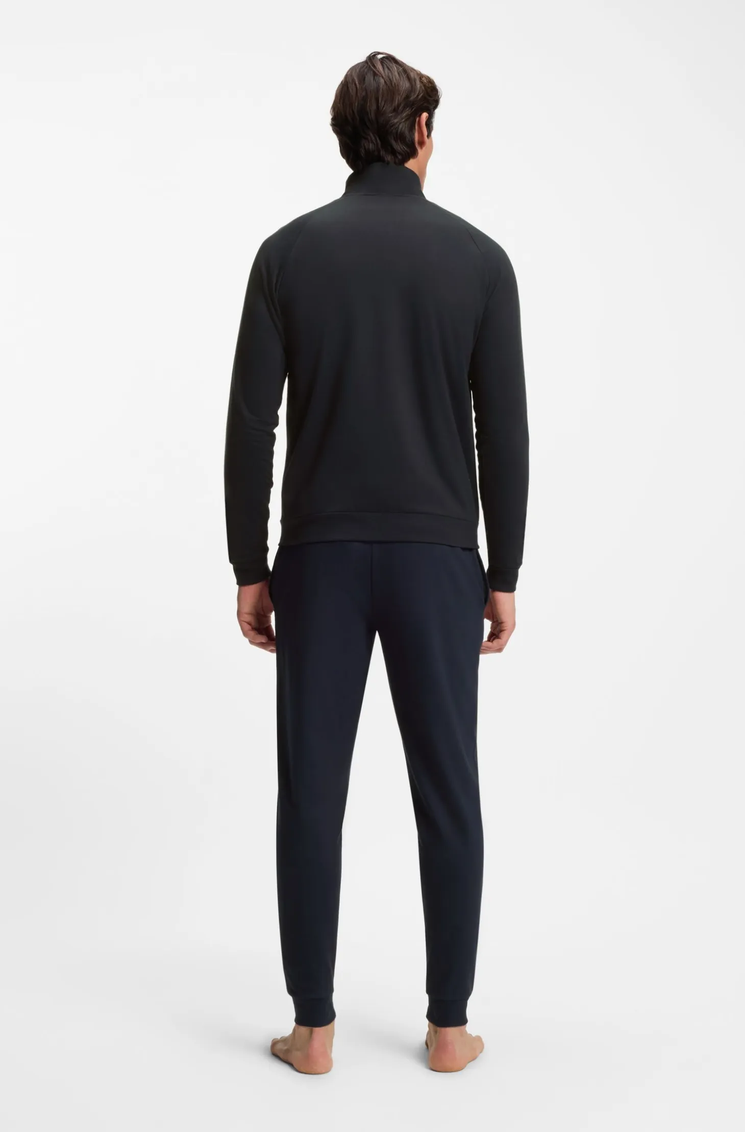 Cotton-terry jacket with stripe and logo