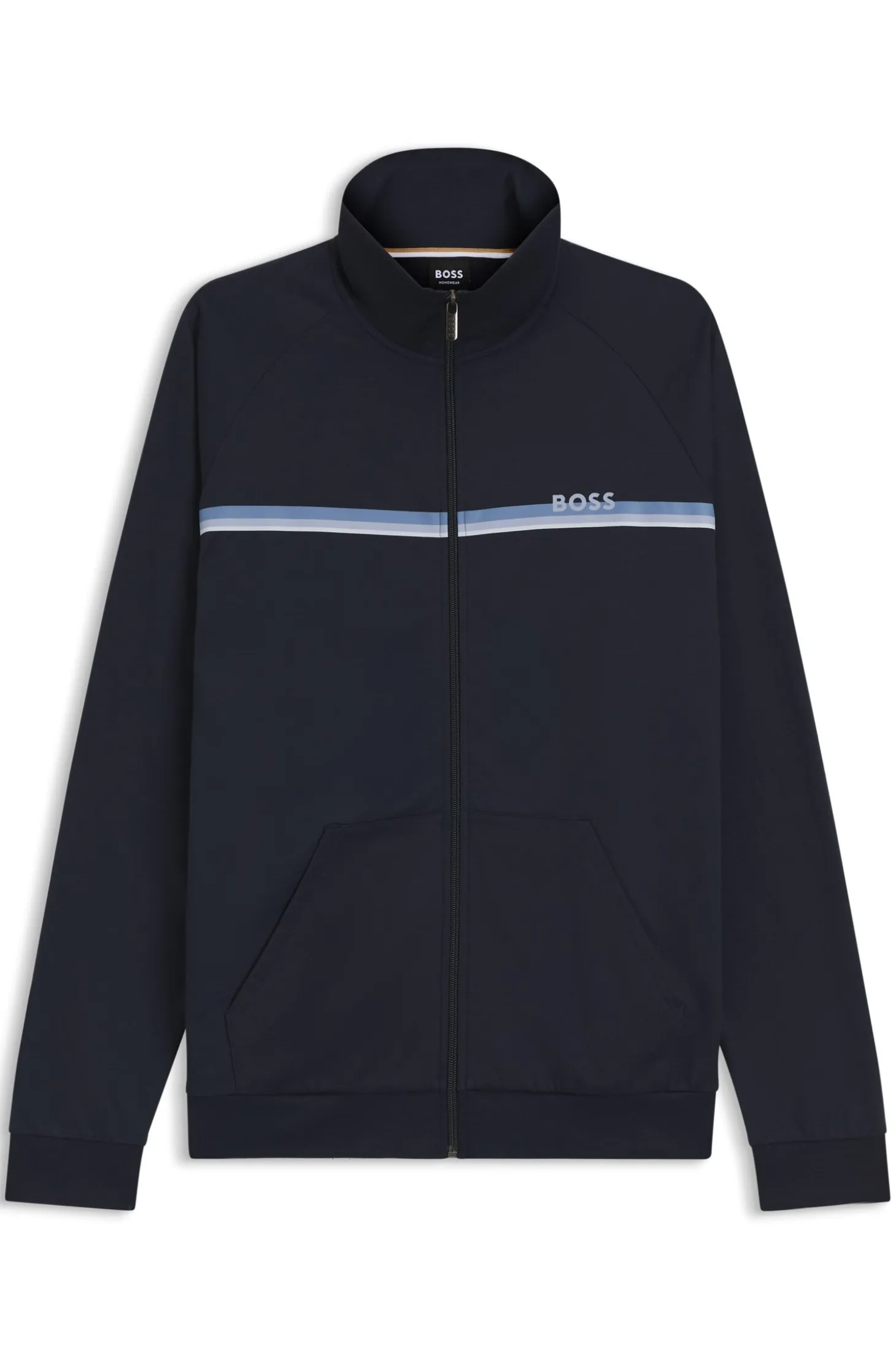 Cotton-terry jacket with stripe and logo