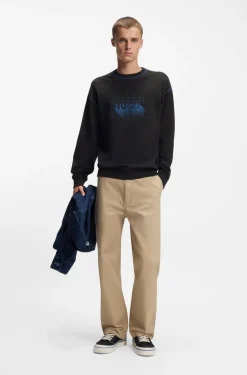 Cotton-terry logo sweatshirt with contrast stitching