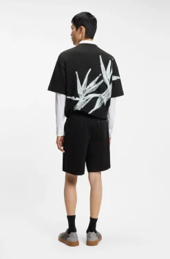 Cotton-terry shorts with artwork patch