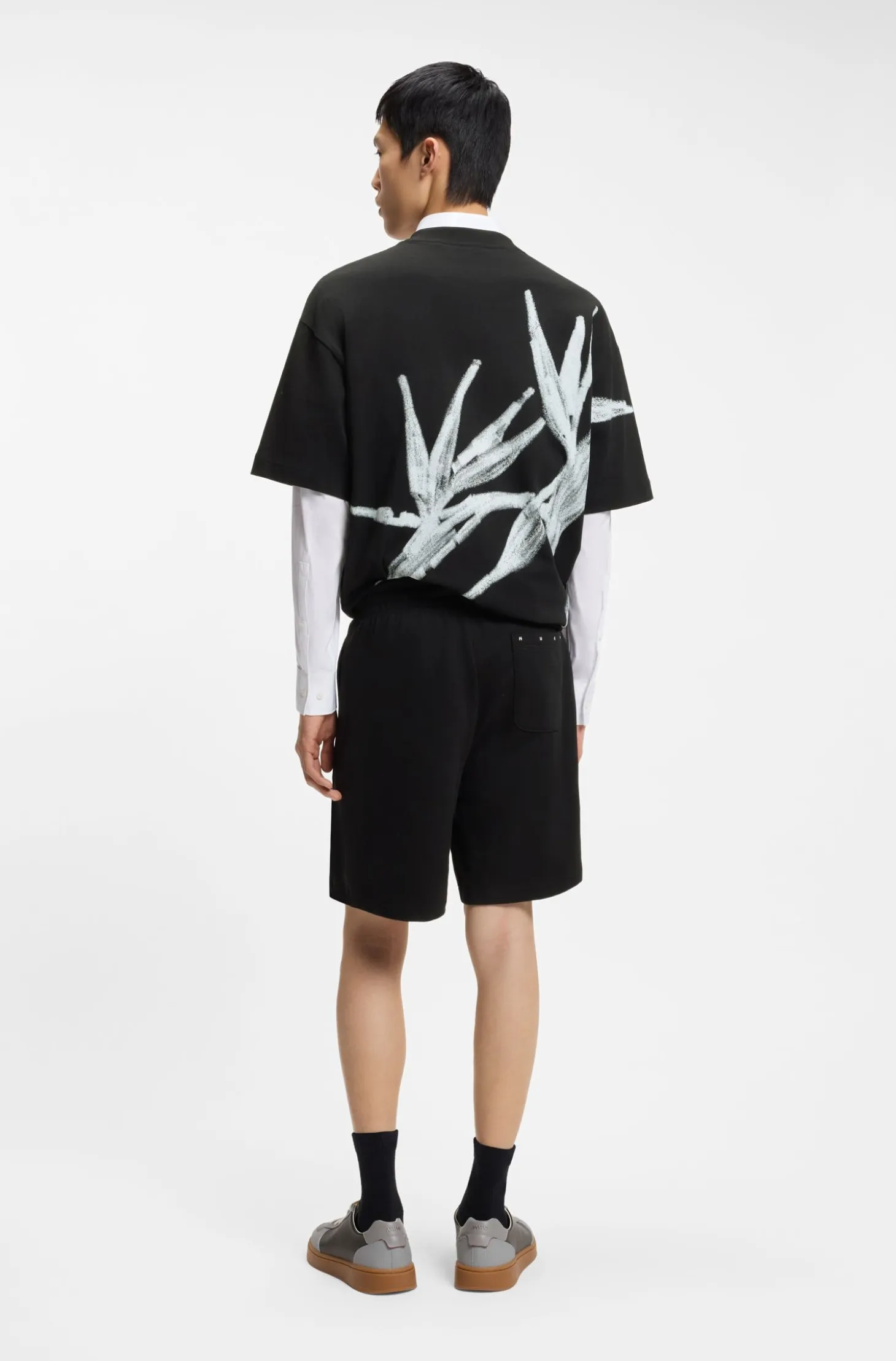 Cotton-terry shorts with artwork patch