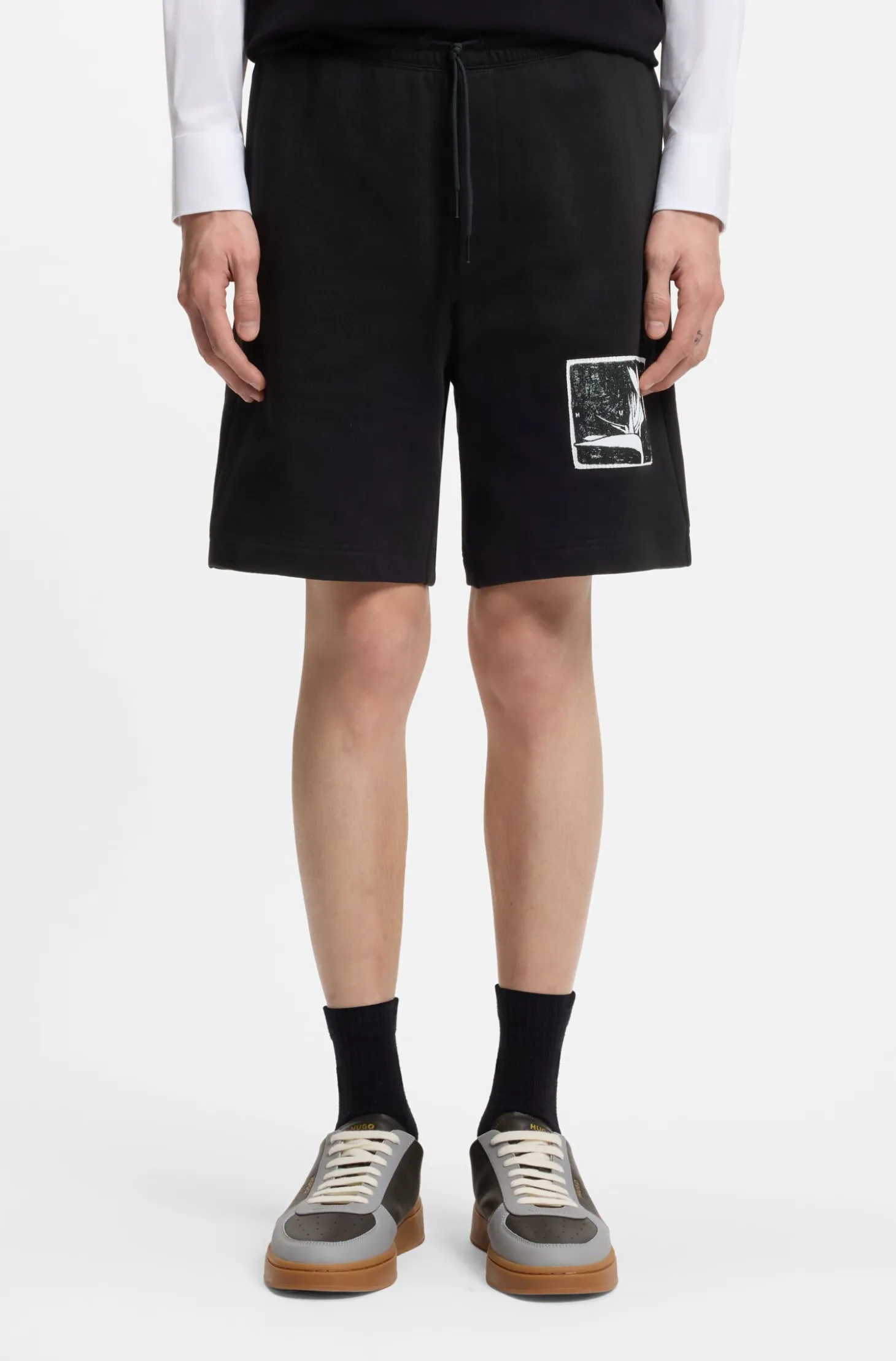 Cotton-terry shorts with artwork patch