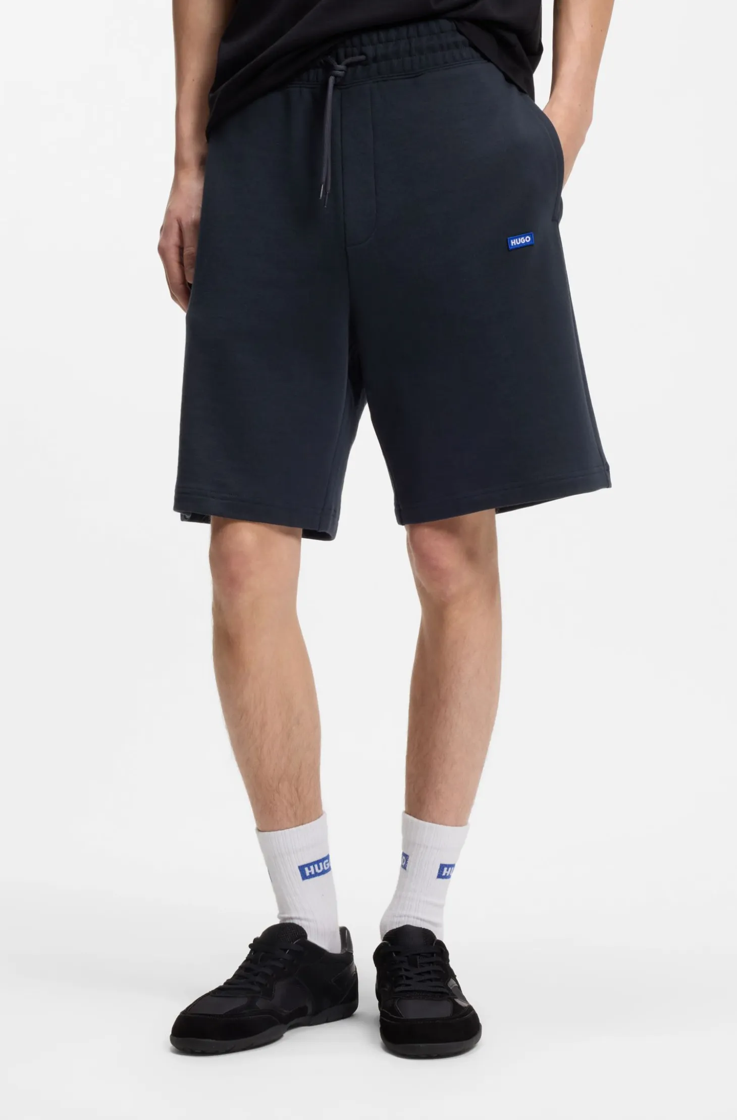 Cotton-terry shorts with logo patch