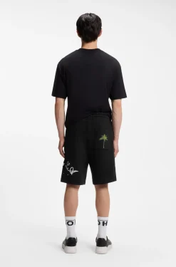Cotton-terry shorts with logo artwork