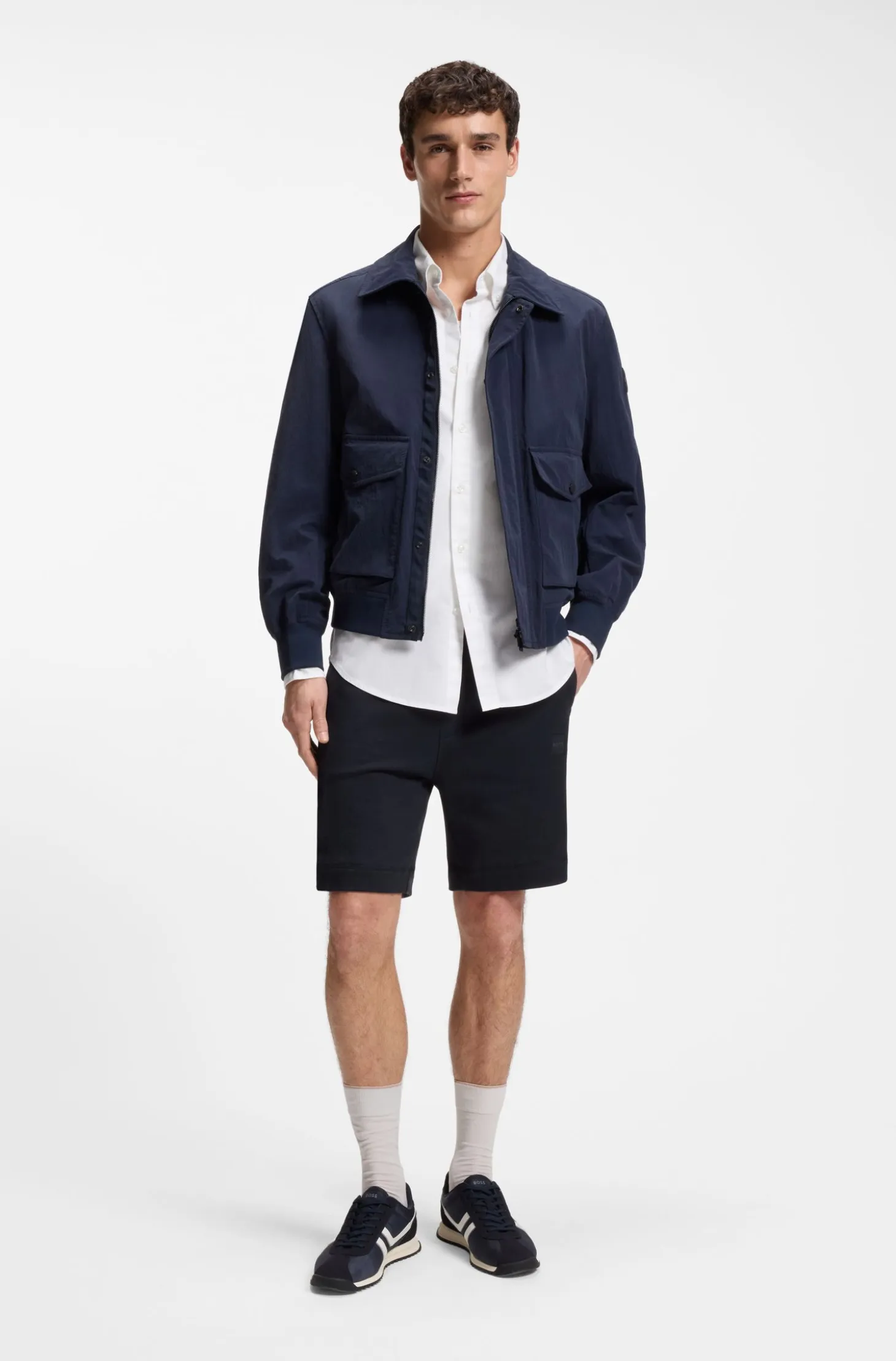 Cotton-terry shorts with logo patch