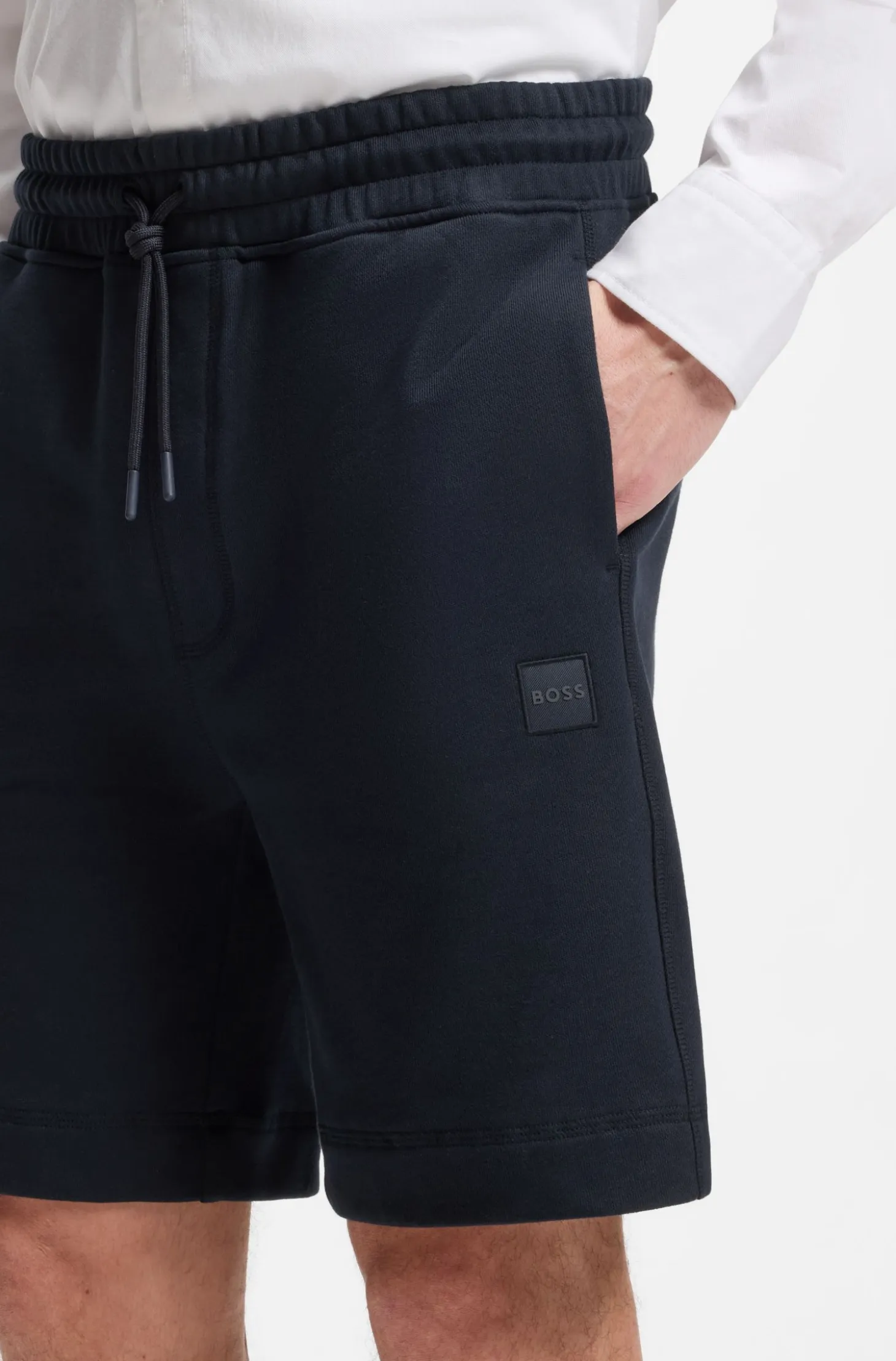 Cotton-terry shorts with logo patch
