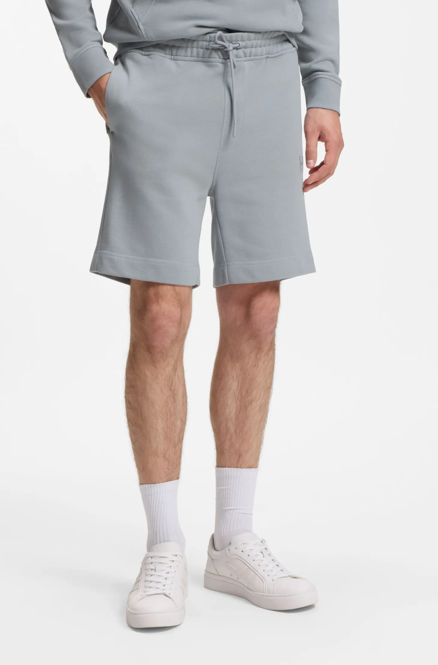 Cotton-terry shorts with logo patch